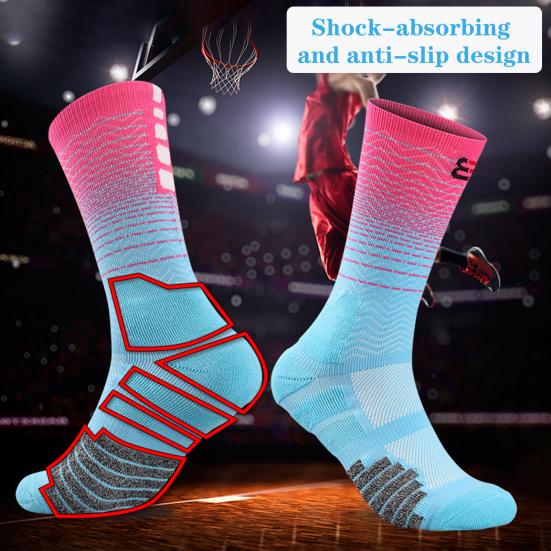 Training Socks Striped Patchwork Achilles Tendon Protection Breathable Non-Slip Towel Bottoms Anti-friction Soccer Socks for Adult
