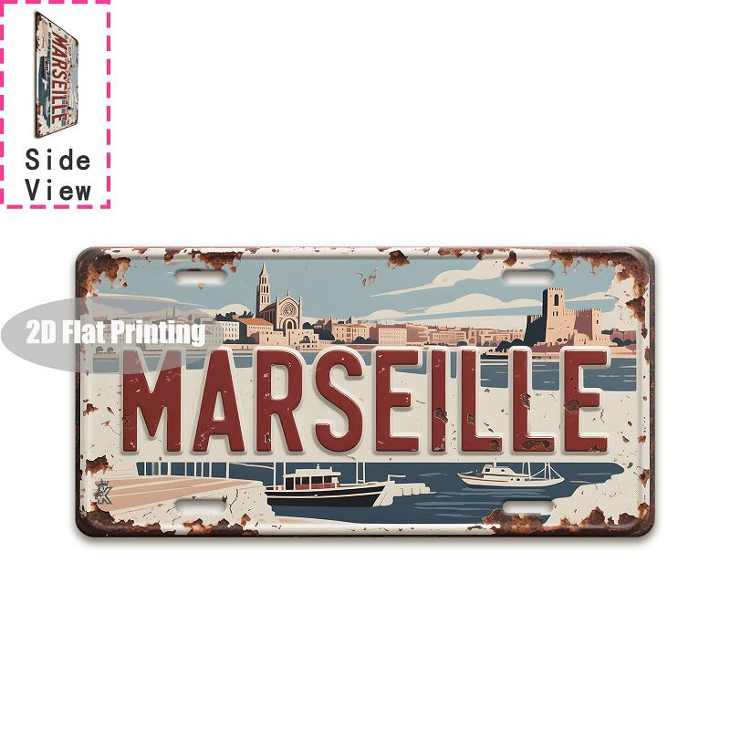 Vintage City Year Text Print Metal License Plate Sign Retro 2D Flat Printed Tin Plaque Wall Art Decor for Home Bar