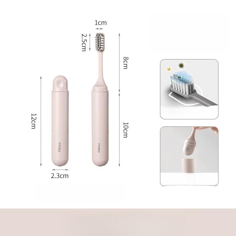 Travel Folding Toothbrush, Dust-proof Small Head Toothbrush, Portable Toothbrush for Business Trips розовый