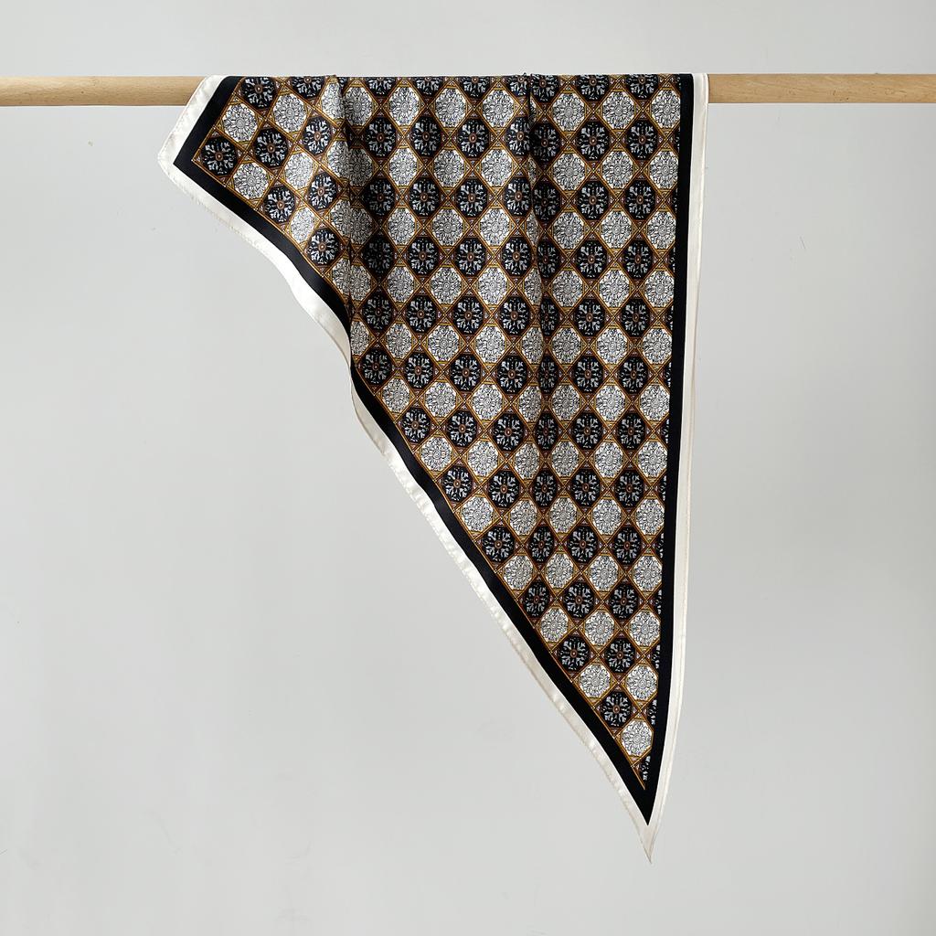 Twill Light Luxury High Sense Simulation Silk Headscarf Waist Triangle Scarf Silk Scarf Multi-Function