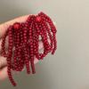 New Elegant Red Bow Beads Earrings for Women Girls Fashion Cute Sweet Long Tassel Dangle Earrings Luxury Party Jewelry Gifts