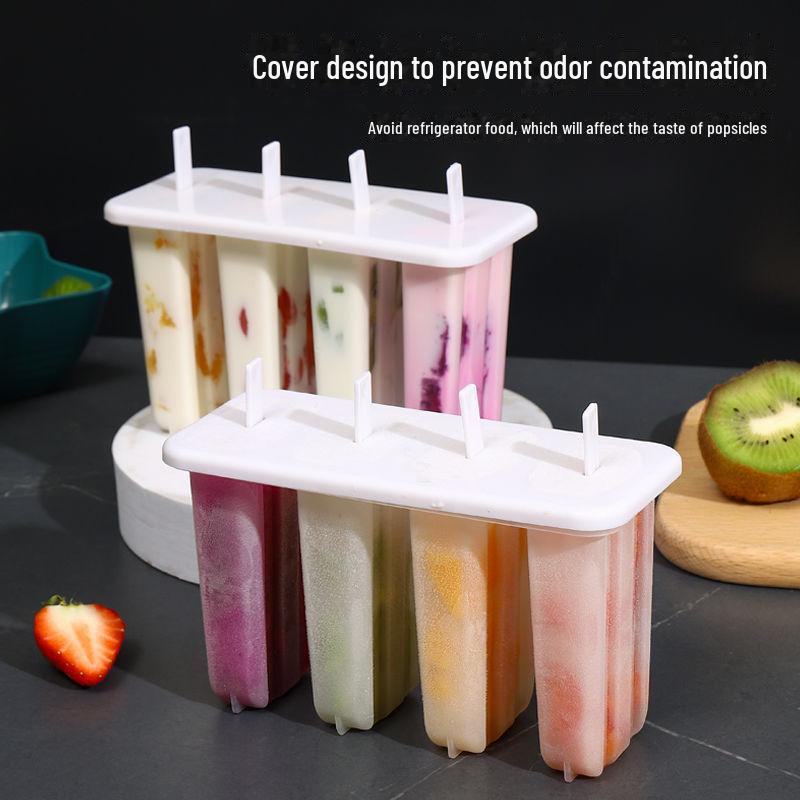 Cute Popsicle Molds with Lids for Homemade Ice Cream - Set of 4