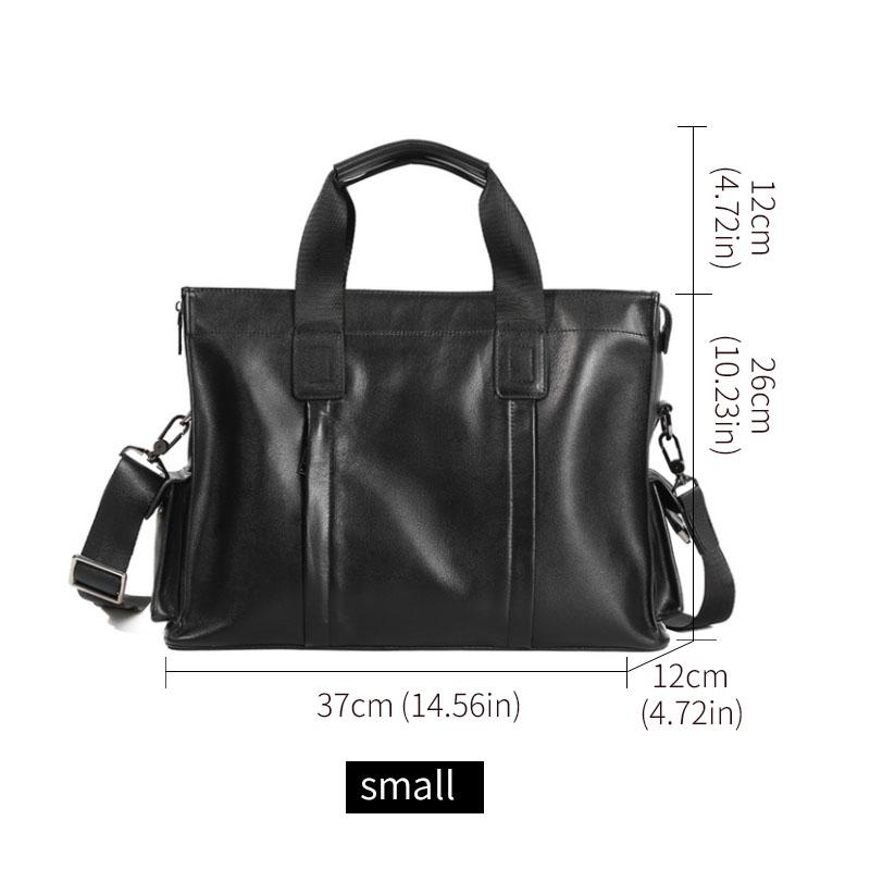 Soft Cowhide Men Business Briefcase Large Capacity Laptop Crossbody Handbag
