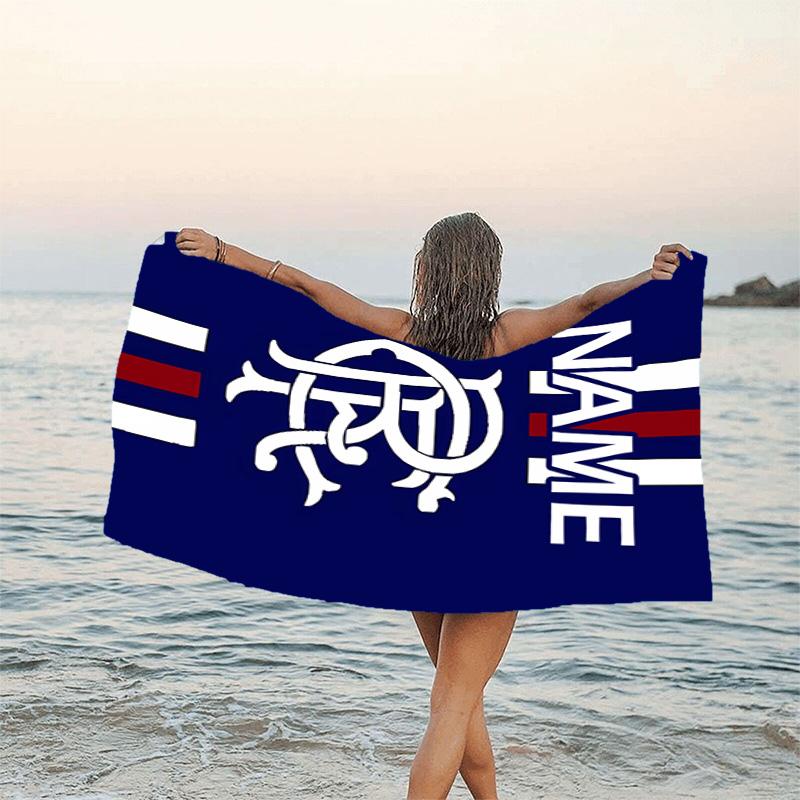1pc Football27 Beach Towel with Custom Name, Beach/Swimming/Bath/Picnic/Camping Towel, Suitable for Seaside Beaches