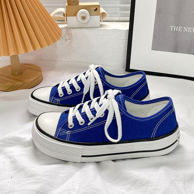 Schoenen van canvas met vierkante neus Dames Drievoudig gevulkaniseerde witte schoenen Studenten Alles-match casual schoenen 40