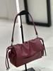 Women's Nappa Cowhide Cloud Crossbody Bag – Versatile 21cm Underarm Shoulder Bag In Wine Red/Black