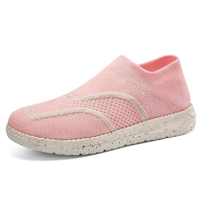 Shoes Men's Spring and Autumn New Breathable Flying Weaving Couple Casual Shoes Soft Sole Lightweight One Pedal Walking Shoes Factory Straight Hair