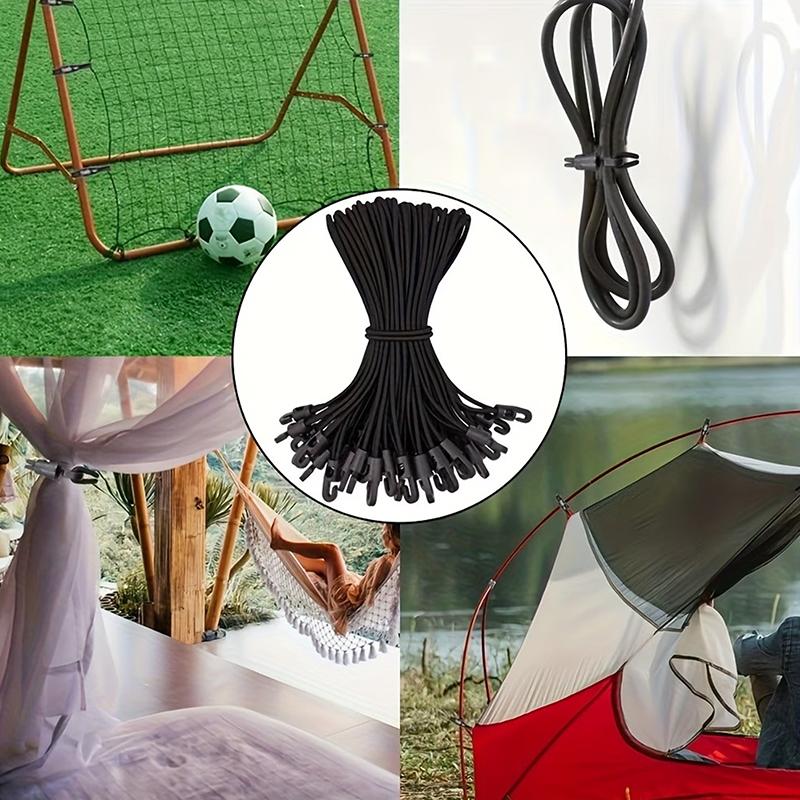 10/50Pcs Bungee Cord With Hooks High Elasticity Expander With Hooks Rubber Tensioner With Hooks For Camping Tarpaulin
