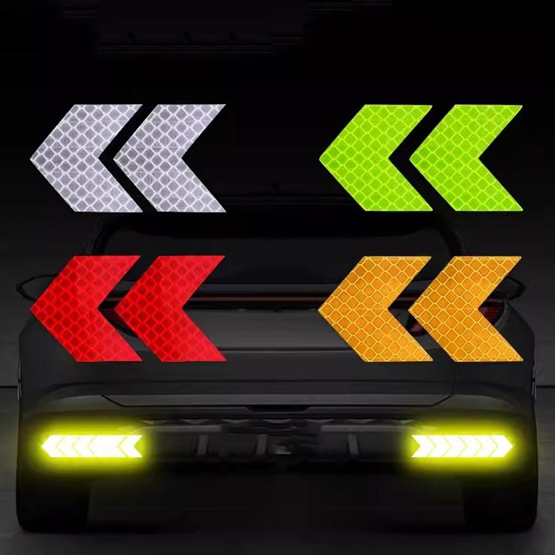 10pcs Car Bumper Reflective Stickers Reflector Tape for Night Riding Walking Car Reflective Arrow Sticker