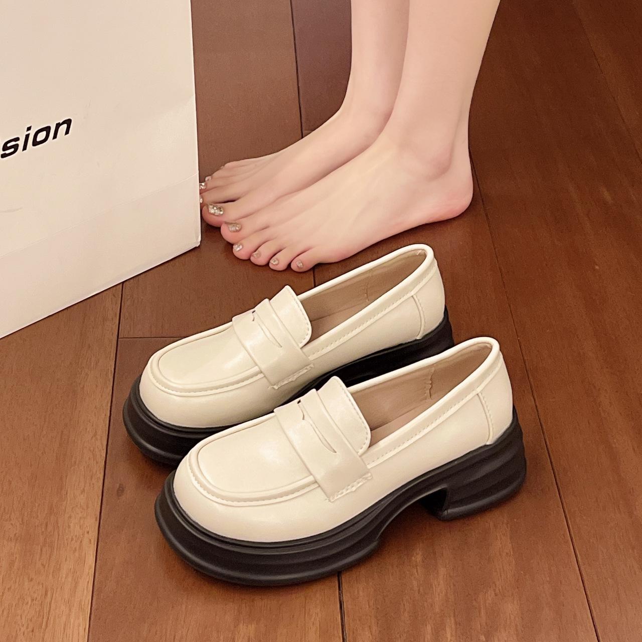 

Black British style small leather shoes women s spring and autumn 2025 new Japanese jk versatile thick-soled thick-heeled non-slip loafers 40