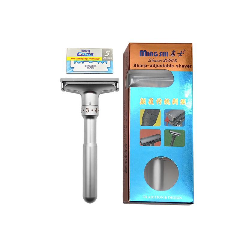 Manueller Rasierer für Männer Einstellbare Schärfe Doppelseitiger Klingenhalter im altmodischen Stil Ohne Basis