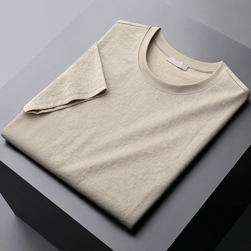 Men's Short Sleeve Casual Ice Silk Crew Neck T-Shirt - Lightweight Summer Style (2025)