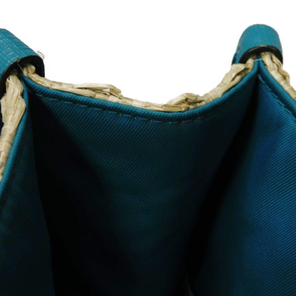 Used 9539 ME MYSELF & I Tote Bag 605831 7924 Emerald Green TIFFANY & Co. Blue Green White Logo Straw Natural Kids from