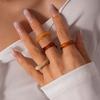 Five-piece acrylic smudge irregular geometric square round ring simple niche jewelry