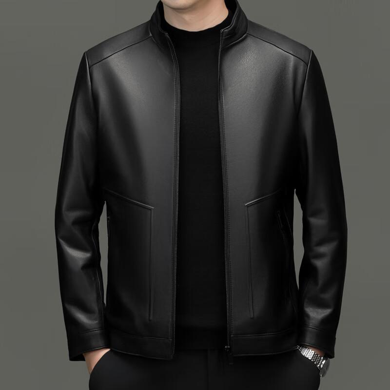 Yiliteng Men's Stand Collar Lambskin Leather Jacket YTMMRXF6618