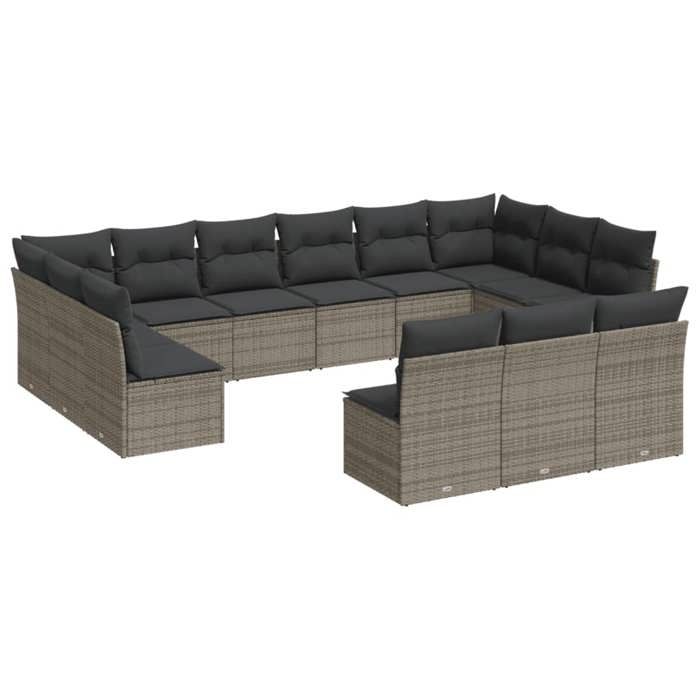 VidaXL Garden Lounge Set with Cushions 14 Pcs, Patio Sofas, Patio Furniture Set, Outdoor Furniture, Grey 3223905