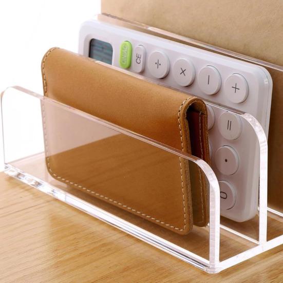 Post-Organizer, Briefhalter, 3 Fächer, hochfest, transparent, vertikaler Aktensortierer, Schreibtisch-Organizer, Bürobedarf