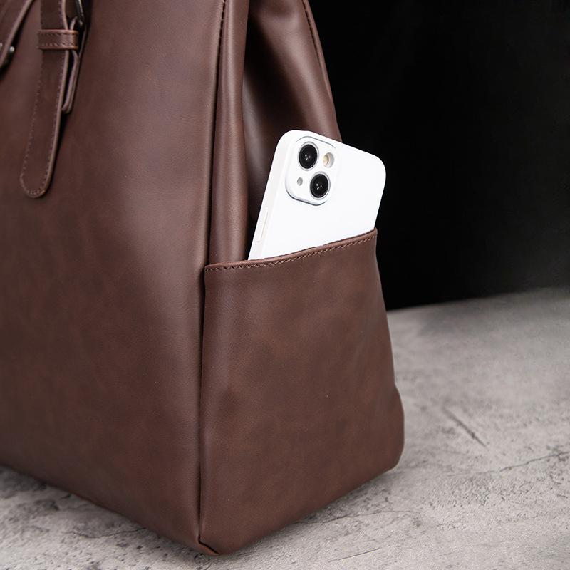 Retro Men's Portable Briefcase Casual Messenger Bag Crazy Horse Leather Men's Bag Horizontal Shoulder Bag