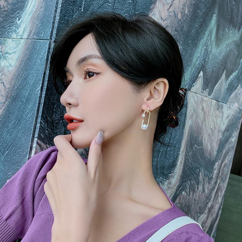 14K Real Gold Plating Korean   Design Fashion Jewelry AAA Zircon Brooch Pearl Earrings Elegant Women Banquet Party Earrings