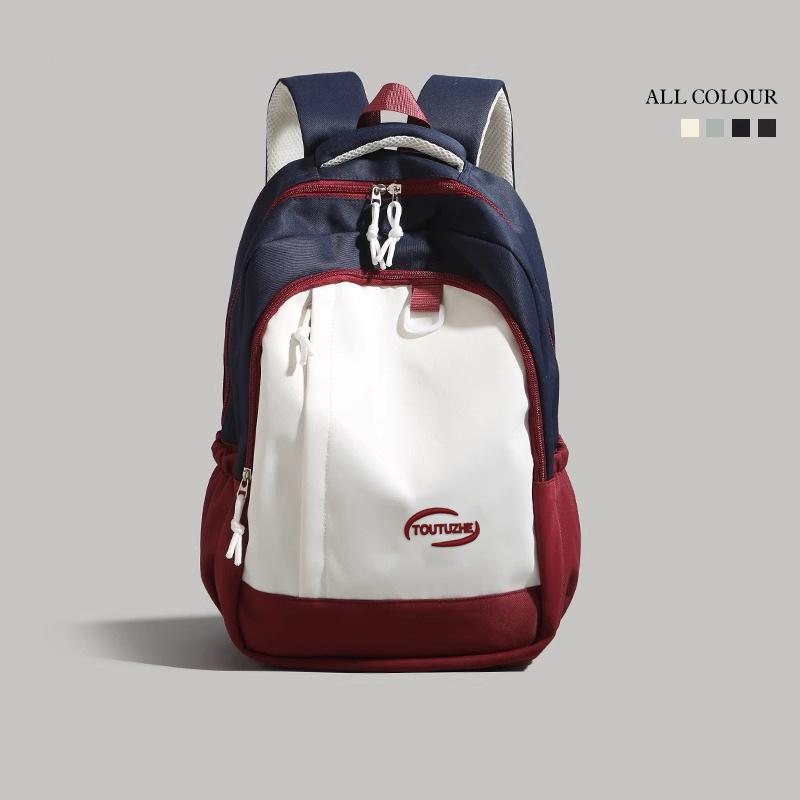 Small fresh and high-value backpack girls 2025 new trendy large-capacity contrasting color junior high school student schoolbag