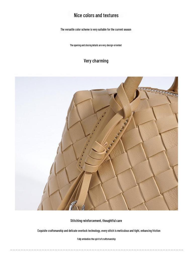 2025 Women's Genuine Leather Diamond Lattice Shoulder Bag - Fashionable and Versatile