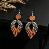 New Water Drop Leopard Print Patchwork Wood Earrings