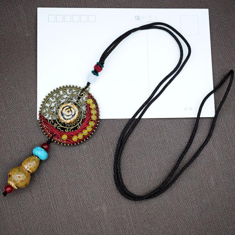 Collana in ceramica intrecciata in stile nazionale retrò, collana da donna, accessori per abbigliamento