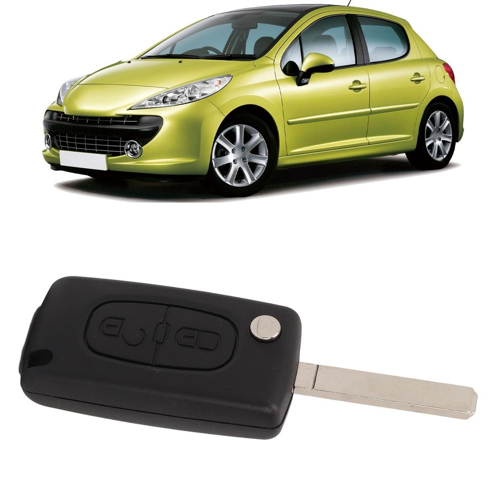 Skládací pouzdro na klíčenku, 2 tlačítka černé, snadné nošení, Peugeot 107 207 307cc 308