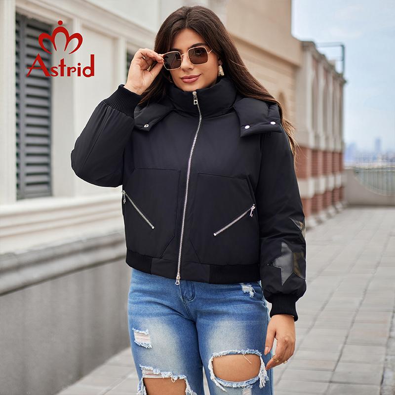 Astrid Women's Winter Down Jacket Plus Size Fashion Short Jacket Girl Thick Print Warm Female Parka Coats Fur Collar Hood AR-30192