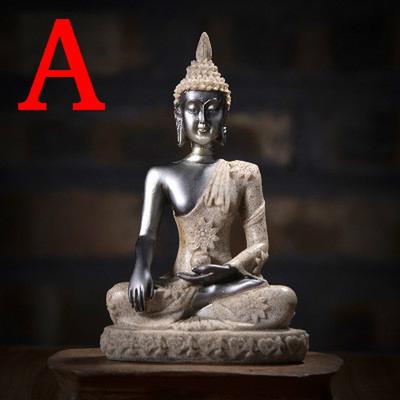 Estatua de Buda de Arenisca de 11 cm Escultura de Buda Sentado Figuras Decoración Vintage para el Hogar