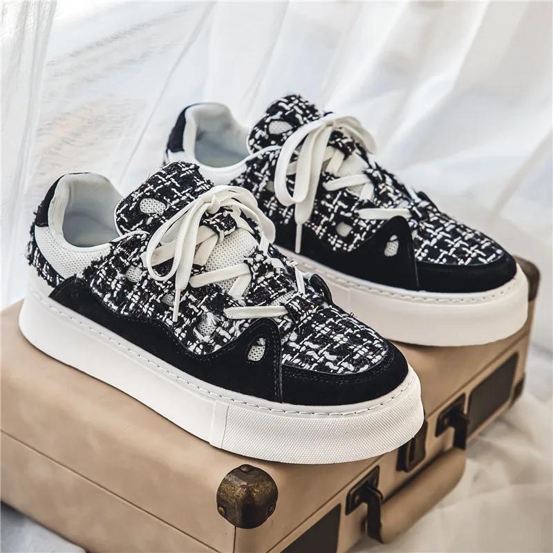 

Мужская и женская повседневная вулканизированная обувь, универсальная спортивная обувь в стиле ретро, модная и персонализированная парусиновая обувь на шнуровке 44 чёрный