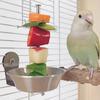 Bird Bowls For Cage No Clutter Fruit Dispenser Stainless Parrot Feeder For Cockatiel Finch Pet Crate Pole Outside Backyard
