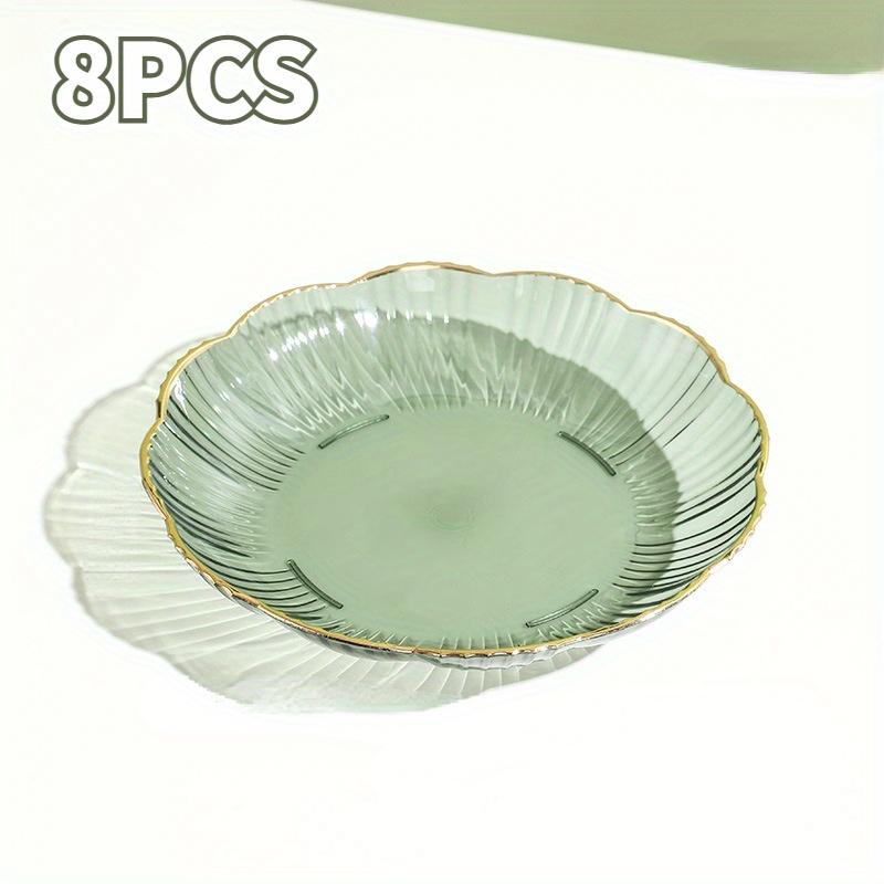 Salad Trays Clear Fruit Tray Golden Edge Stack Able Snack Platter Unbreakable Round Storage Salad Dessert Organizer Display Tray