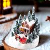 Christmas House Ornament Micro Landscape With LED Light Resin House Resort Decoration Night Light Lamp Sculpture For Xmas Gifts