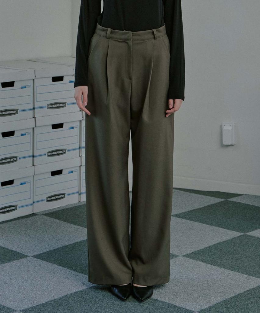 Mualeumoa Wool Blend Semi Wide Pants - Grayish Brown