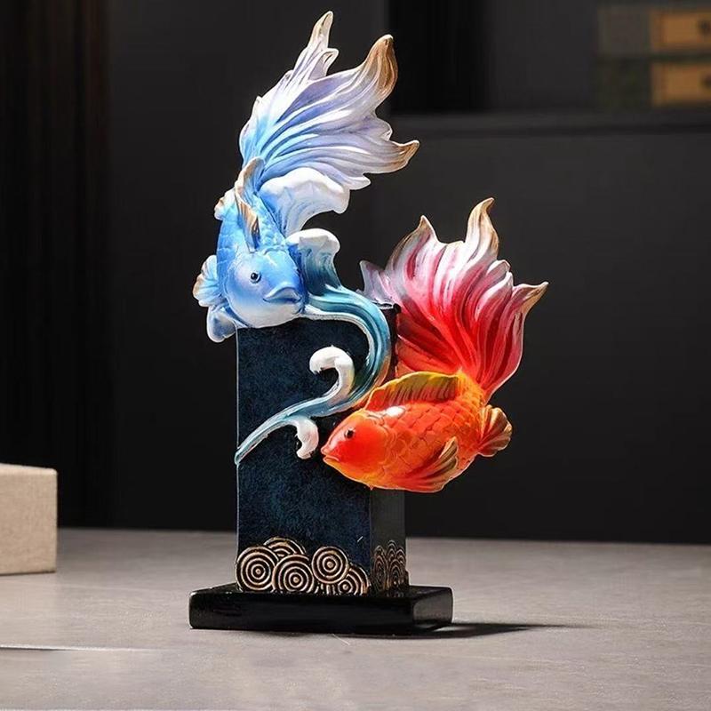 Harz-Arowana-Dekorstatue Handbemalte Goldfisch-Kunstwerke Chinesisches Maskottchen Haus Wohnzimmer Büro Feng Shui Fischornament
