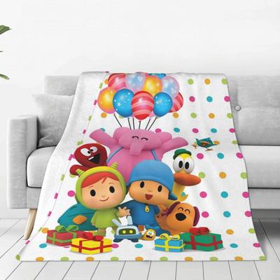 P-POCOYO Elly Pato Fred Loula Uccellino Assonnato Coperte in Pile Cartone Animato Divertenti Plaid per Letto Divano Divano Trapunta Leggera