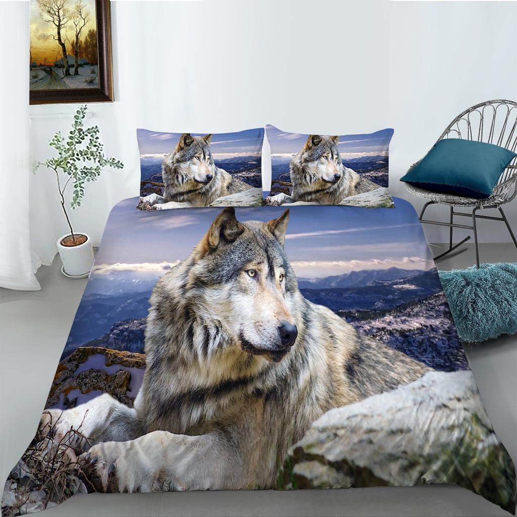 Shopify Bedding Two Three Piece Wolf 3D Digital Printing Polyester