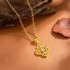 European & American Zircon Flower Four-Leaf Clover Women's Fashion Pendant Necklace