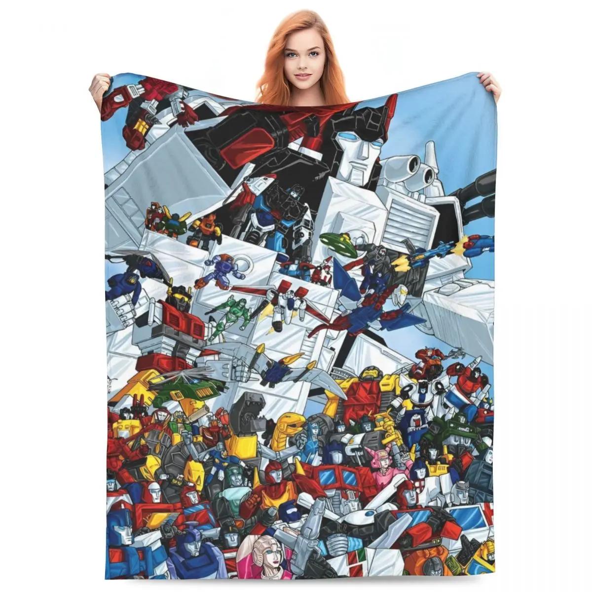Transformers Autobots Cartoon Flannel Throw Blanket for Warmth Perfect for Travel Outdoor Use and Bedspread 75X95CM