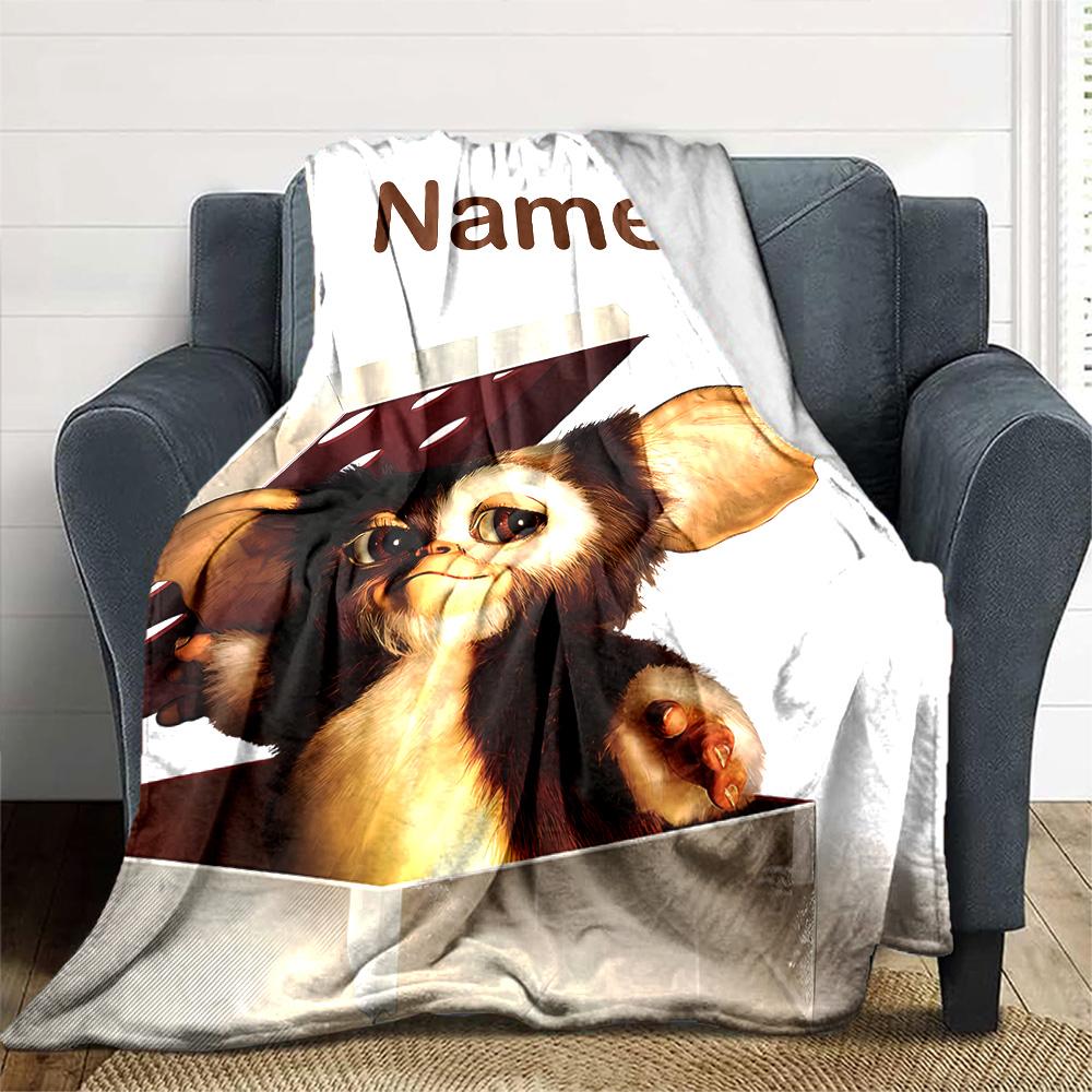 Customizable Gremlin1 Throw Blanket – Personalized Name, All-Season Cozy Snug Blanket, Machine Washable, Personalized Blanket