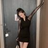 Sexy Nightclub Bare-breasted Dress Women's *** Spice Girl Mesh Splicing Inner Base Temperament Slim-fitting Hip-wrap Skirt