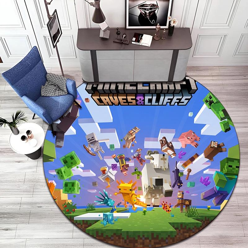 Sandbox Electronic Xbox Games Minecraft Circular Carpet Household Goods Decoration Anti Slip Home Table and Chair Mat Aisle Door Mat Carpet D12