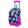 Coral High Kids Navy Blue Pink Unicorn Patterned Three-Compartment Squeegee Backpack 23366