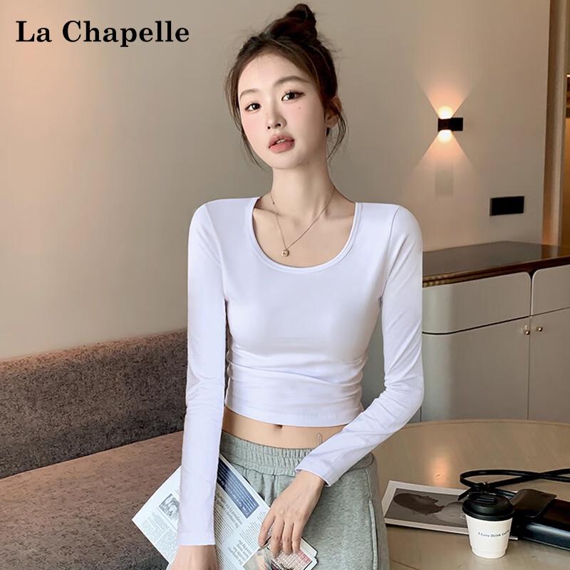 La Chapelle Women s Cotton Blend Slim Fit Crop Top M