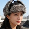 Unisex Warm Russian Troop Style Winter Aviator Bomber Hats with Fur Windproof Mask 100% Polyester Plush for Hunting Trapper