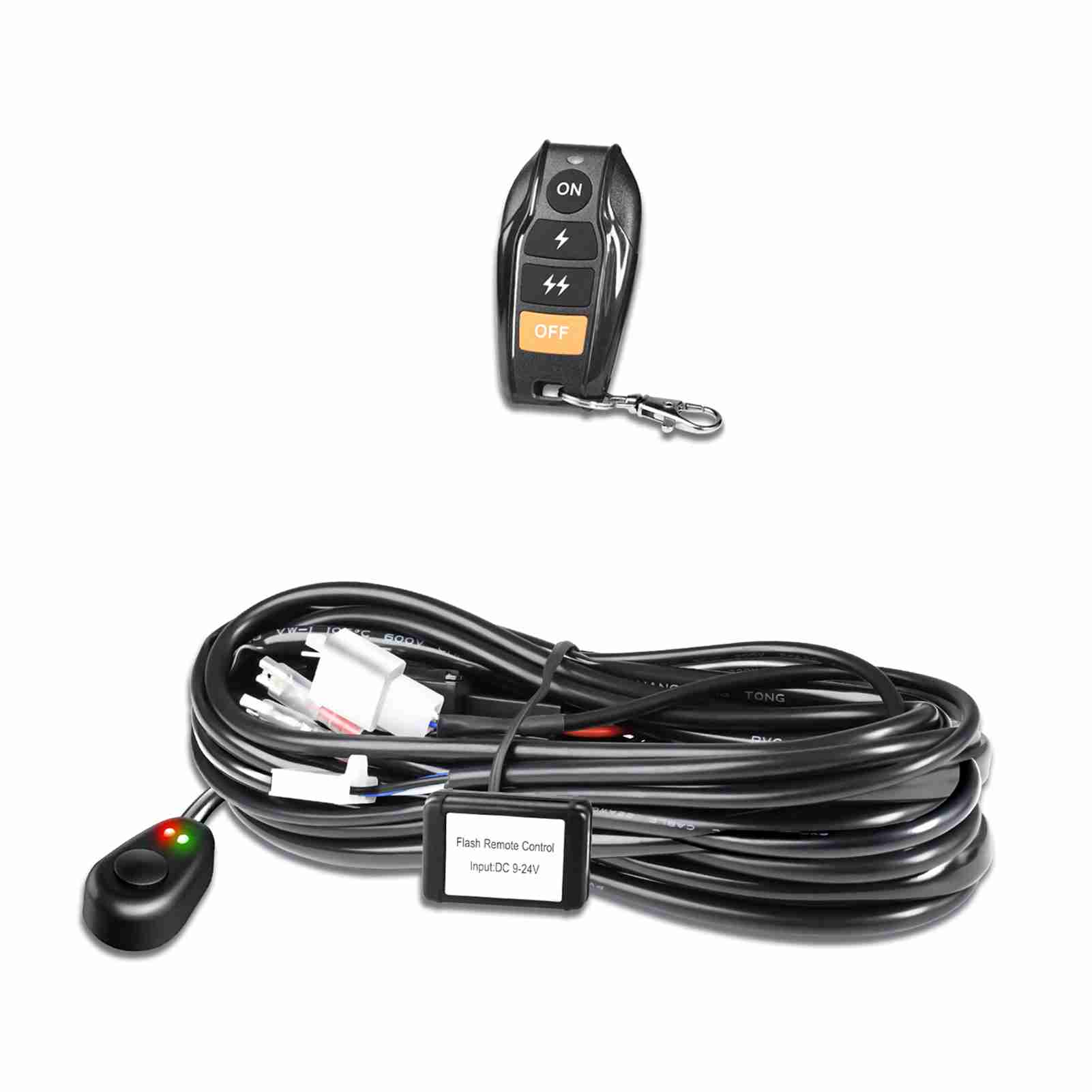 

LED Light Bar Wiring Harness Kit, 480W Wireless Remote Control Wiring Harness Kit 18AWG Core Cable Wiring Harness Kit Type 3 чёрный