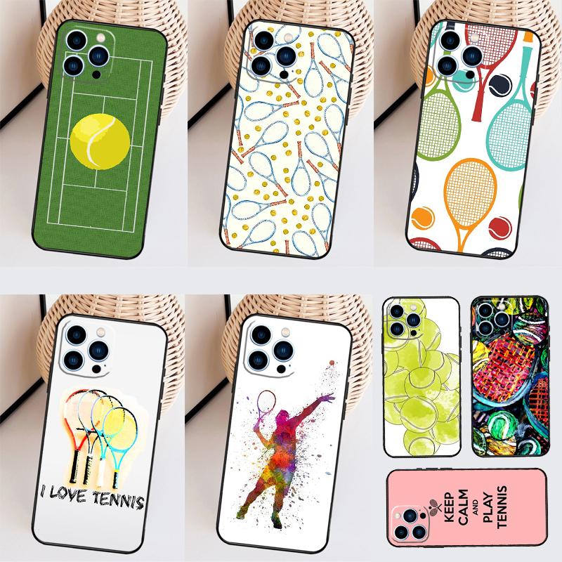 Tennis Racket Tennis Ball Case For iPhone 13 Pro Max 16 15 11 12 14 17 Pro Max mini 15 16 Plus 16e 17 Air Back Cover