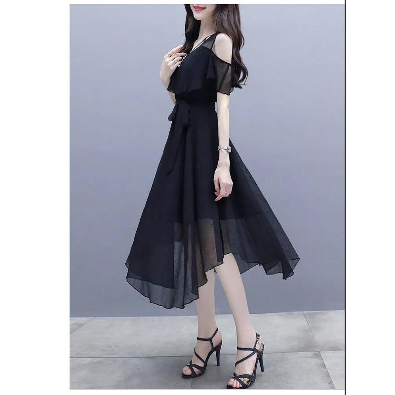 YYFS Robes décontractées pour femmes, mode été printemps, couleur unie, imprimé, manches courtes, col en v, taille haute