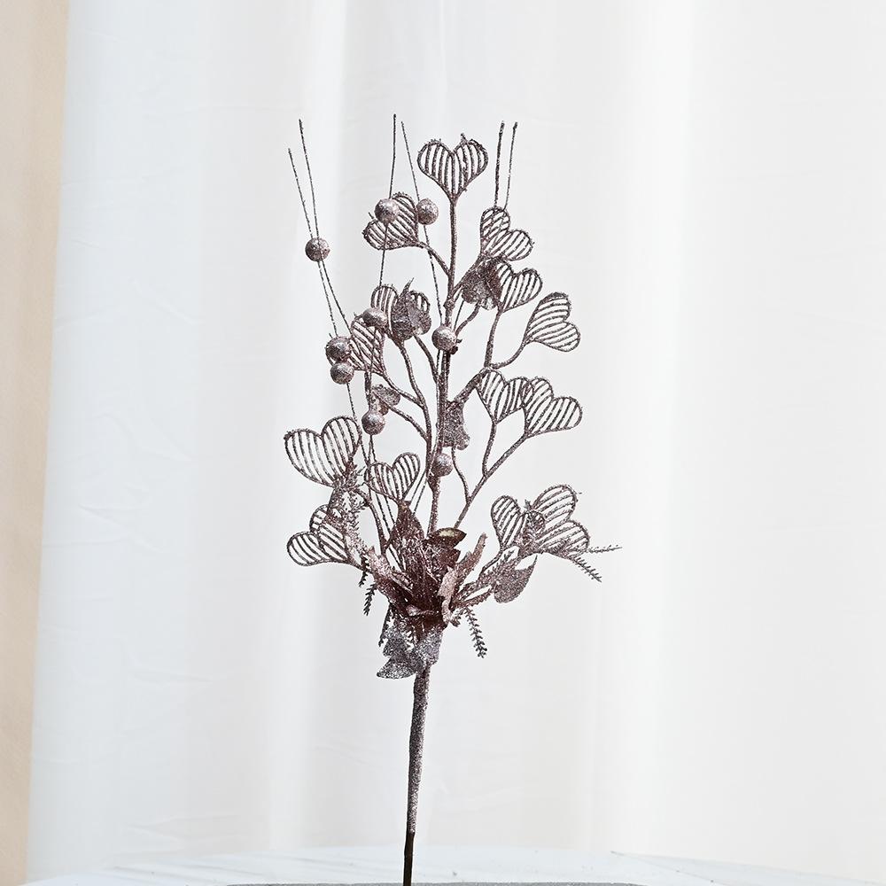 Christmas ornaments heart fan leaves lily decorative branches Christmas tree plugins atmosphere supplies simulated branches berries